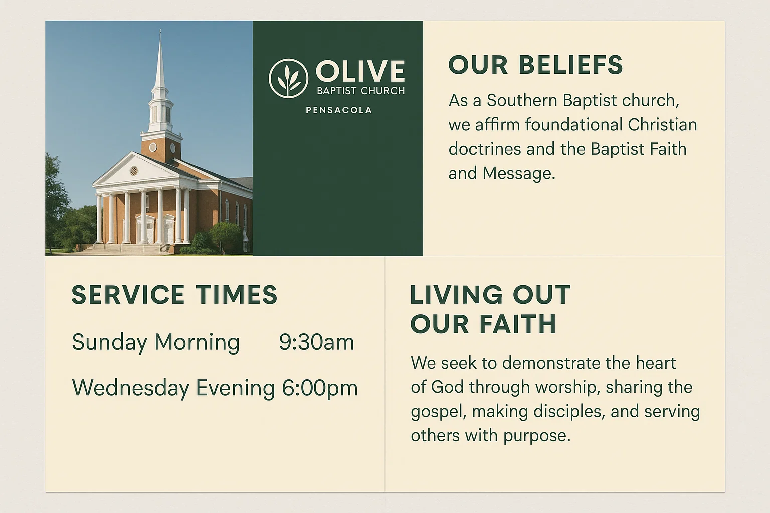 Congregation gathering for worship at Olive Baptist Church Pensacola