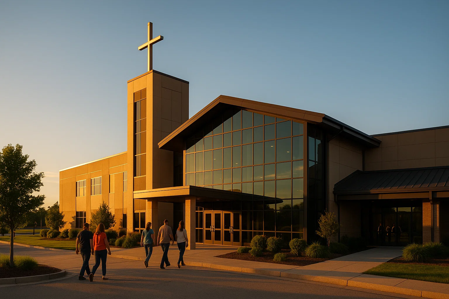Abundant Life Church Lee’s Summit Missouri with cross and worshippers