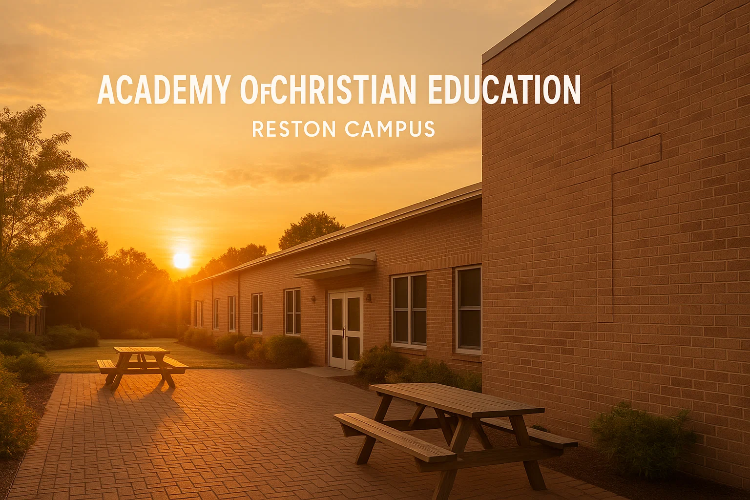 Faith-based academy campus in Reston bathed in morning light
