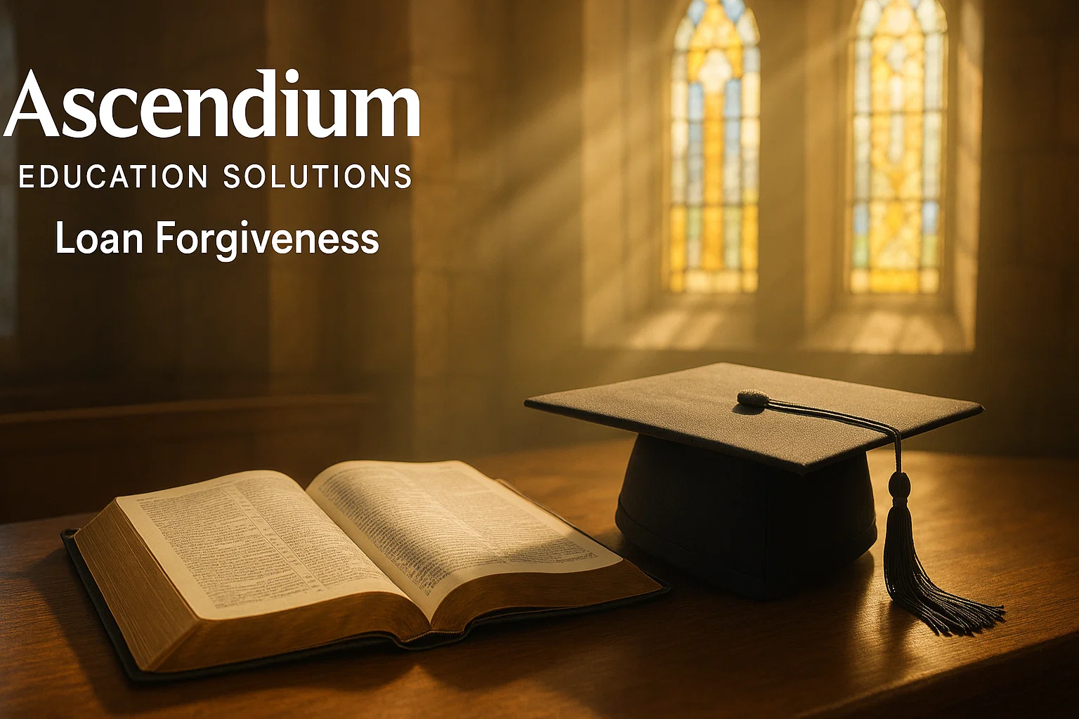 Bible, cap, and sunlight symbolizing grace in debt relief