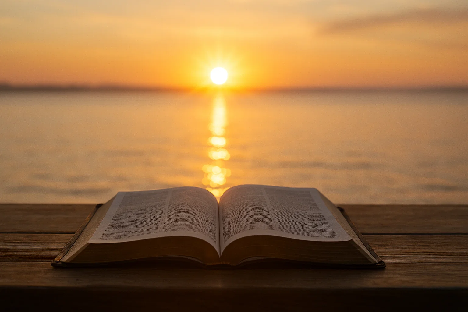 open Bible and sunrise symbolizing how to become a Christian