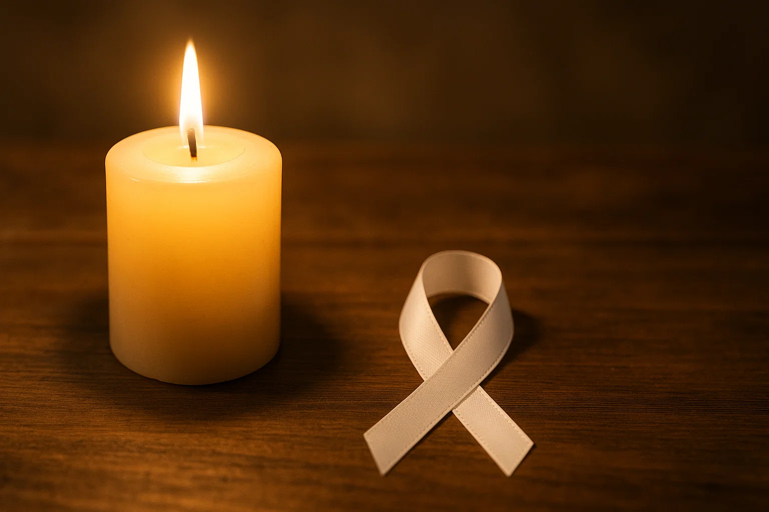 Candle and ribbon symbolizing Steve Rummler Hope Network’s message of hope