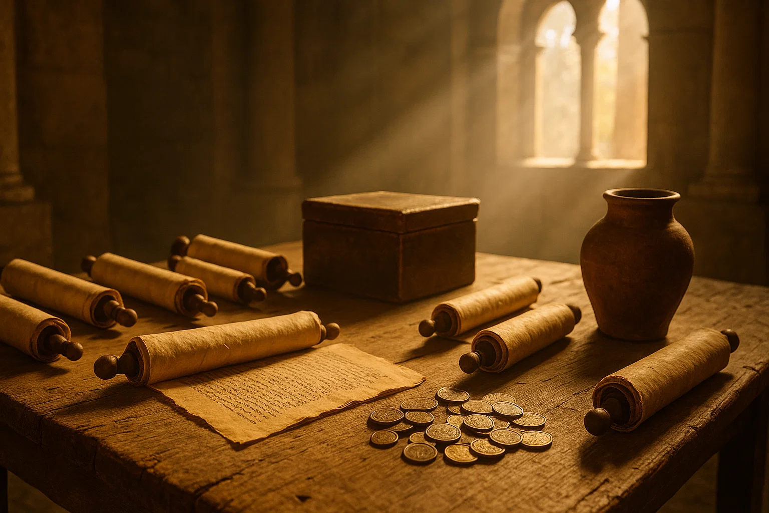 Ancient tax collection scene showing Bible theme of forgiveness